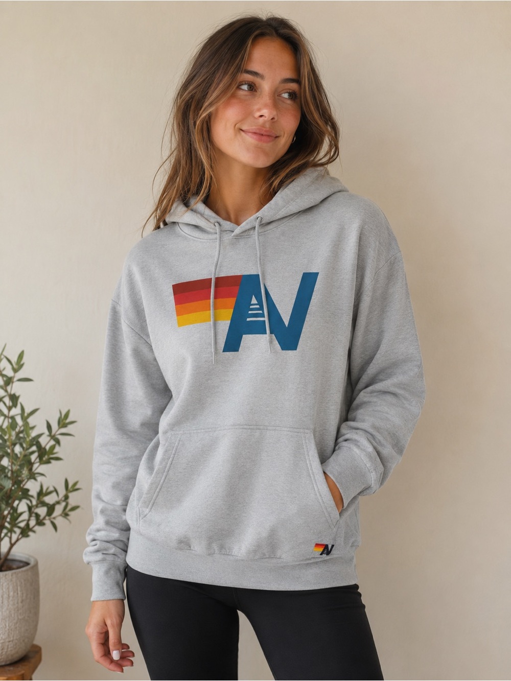 Aviator Nation Light Blue Sunset Logo Pullover Hoodie Sz L Excellent Condition
